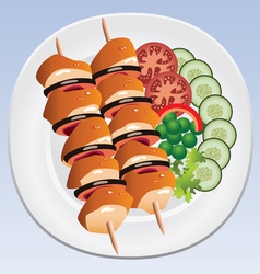 Grilled chicken and vegetables Grilled chicken and vegetables vector image
