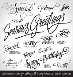 Greetings lettering set vector image