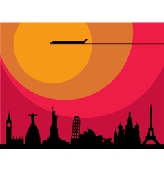 World cities sunset vector image
