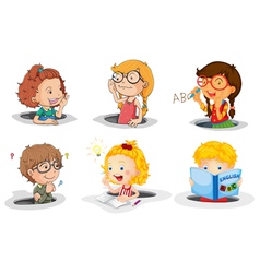 Cartoon kids studying vector image