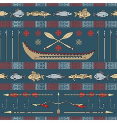 Indian fishing - seamless pattern vector image