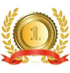 Gold medal and laurel wreath vector image