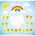 Abstract paper banner with forest and rainbow vector image