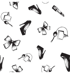 Seamless pattern shoe bow perfume Seamless pattern shoe bow perfume vector image