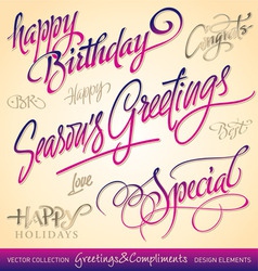 Greetings lettering set vector image