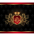 Golden ornate frame with crown - vector image