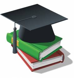Graduation cap and books vector image