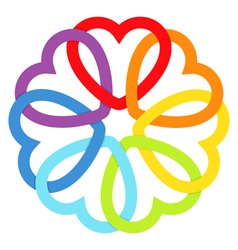 Rainbow connected hearts vector image