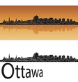 Ottawa skyline in orange background vector image