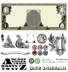 Money and coin set vector image