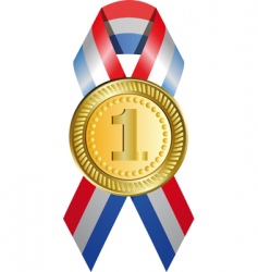 Gold medal with ribbon vector image