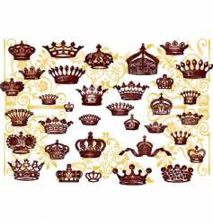 Vintage crown set vector image