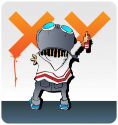Guy paints graffiti vector image