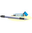 Pencil and cutter vector image