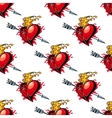 Flaming red heart pierced by an arrow vector image