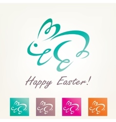 Stylized easter rabbit outlined bunny sketch vector image