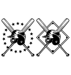 Baseball helmet and crossed bats vector image