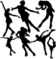 Figure ice skating silhouettes set vector image