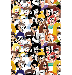 Art faces crowd people seamless pattern Art faces crowd people seamless pattern vector image