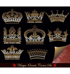 Heraldic gold crown set vector image
