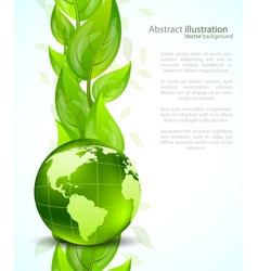 Background with globe end leaves vector image