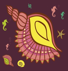 Underwater shell print vector image