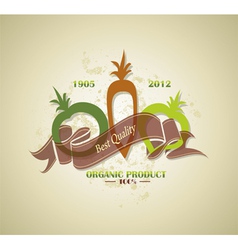 Organic farm food label vector image