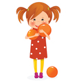 Little girl with orange ball vector image