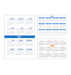 Set calendar on 2017 year Set calendar on 2017 year vector image