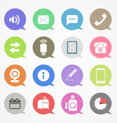 Communication web icons set in color speech clouds vector image