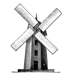Windmill vintage engraving vector image