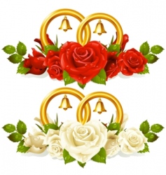 Wedding rings and rose vector image