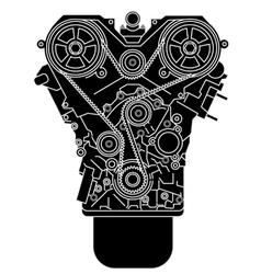 Internal combustion engine as seen from in front vector image