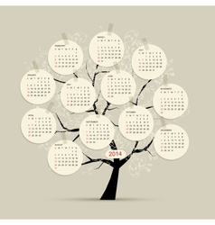 Calendar tree 2014 for your design vector image