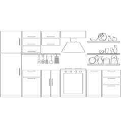 Outline kitchen silhouette vector image