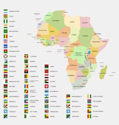 Africa flags and map vector image
