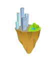 Buildings and nature concept on mini slice planet vector image