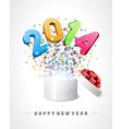 3d Happy new year 2014 3d message fly vector image