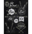 Set emblem of Bar Boom Arrow chalk vector image