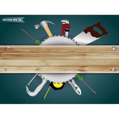 Carpentry tools with wood plank vector image
