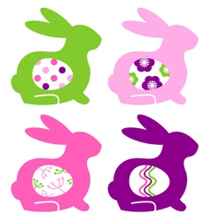 Abstract colorful bunnies with eggs set vector image