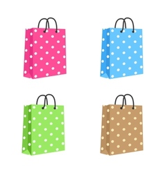 Blank Paper Shopping Bag With Rope Handles Set vector image