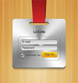 Login Form Page with Brushed Metal Badge vector image