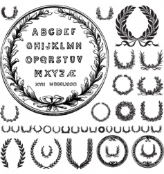 Wreaths and greek letters vector image