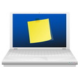 Yellow sticky note at the laptop screen vector image