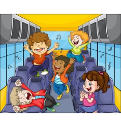 Kids in the bus vector image