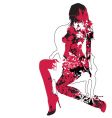 Silhouette on chair grunge vector image