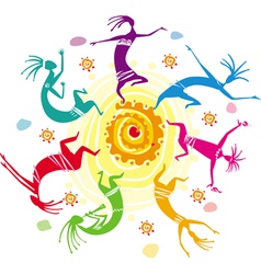 Color figures dancing in a circle vector image