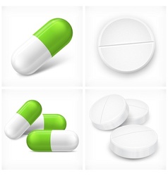 Different pills on white vector image