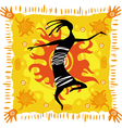 Dancing figure on an orange background vector image
